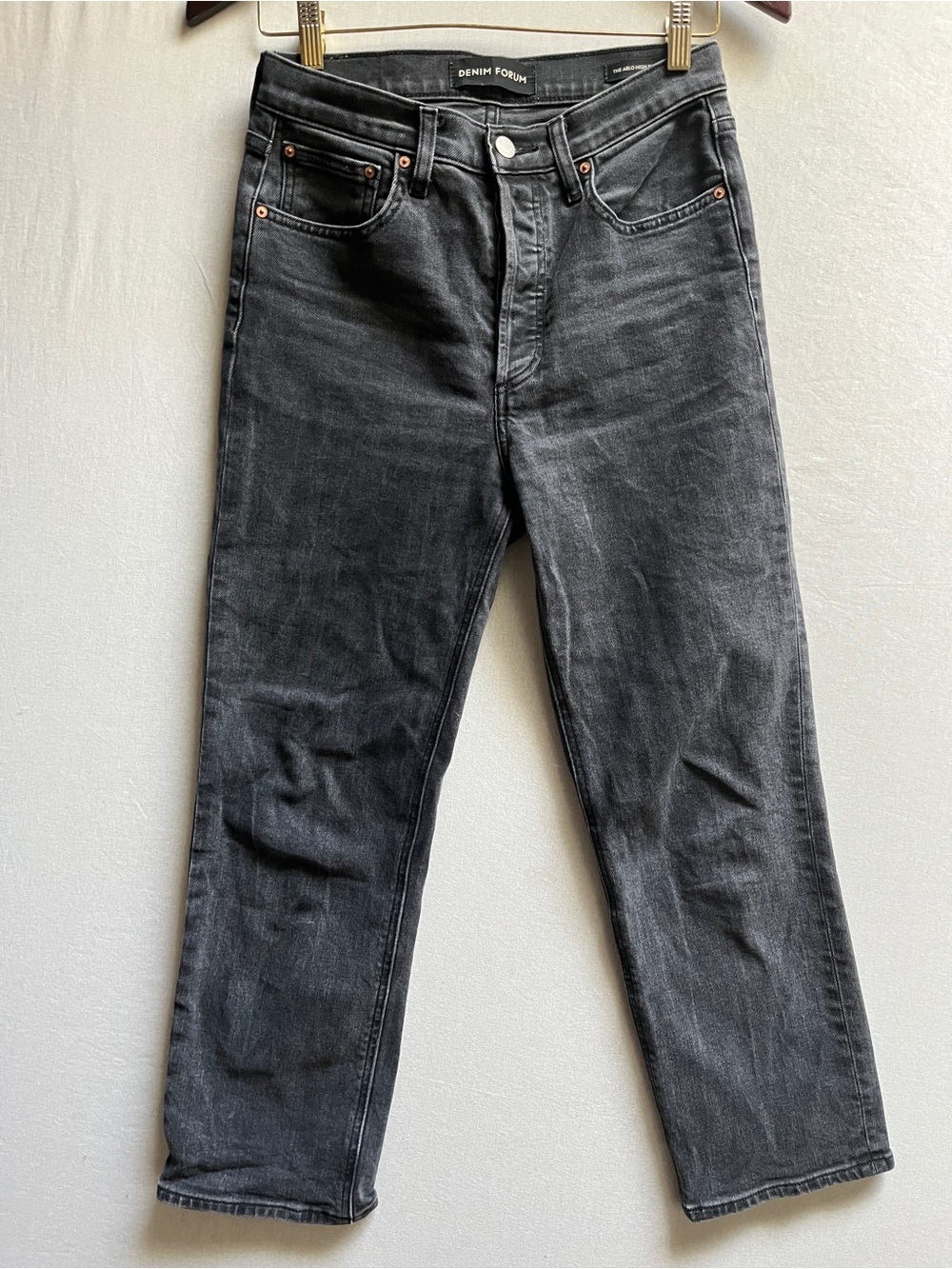 Aritzia Denim Forum The Arlo High Rise Straight Jeans Washed Black Size 27